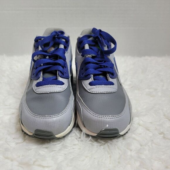 Nike Air Max 90 Boy Shoes Size 5.5 Cool Grey Royal Blue Youth - Picture 3 of 10